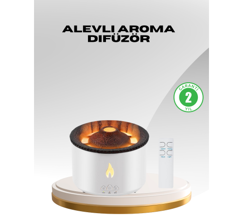 Alev Efektli Aromaterapi Difüzörü – 360 ml Su Hazneli, Sessiz ve Zaman Ayarlı