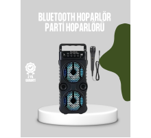 Bluetooth Bağlantılı LED Işıklı Taşınabilir Hoparlör – 1200 mAh Şarjlı, FM Radyolu