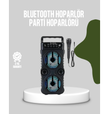 Bluetooth Bağlantılı LED Işıklı Taşınabilir Hoparlör – 1200 mAh Şarjlı, FM Radyolu