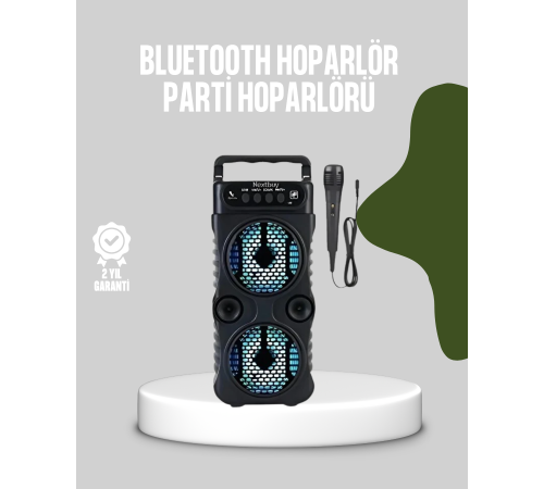 Bluetooth Bağlantılı LED Işıklı Taşınabilir Hoparlör – 1200 mAh Şarjlı, FM Radyolu