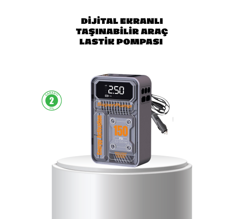 Taşınabilir Kablosuz Hava Pompası – 150 PSI Güçlü Basınç ve 6000mAh Şarjlı