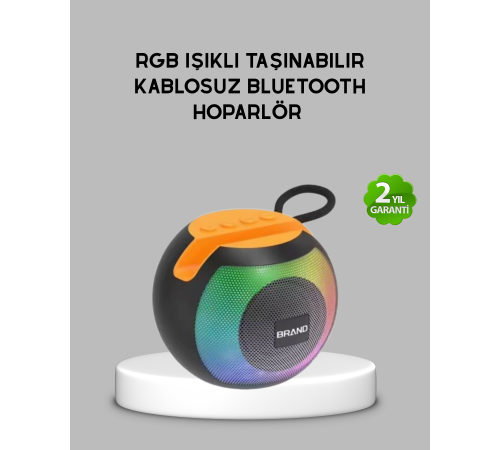 Bluetooth 5.0 Hoparlör – RGB Işıklı, Güçlü Bas ve 360° Surround Ses