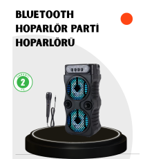 Bluetooth Bağlantılı Taşınabilir Hoparlör – LED Işıklı, FM Radyolu, Mikrofon Girişli