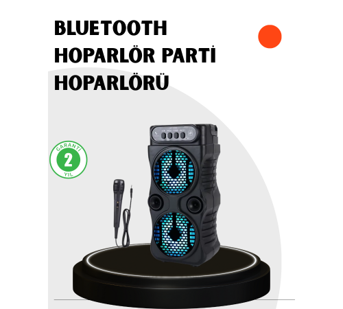 Bluetooth Bağlantılı Taşınabilir Hoparlör – LED Işıklı, FM Radyolu, Mikrofon Girişli