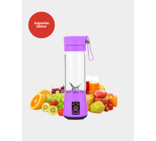 USB Şarjlı Portatif Blender 380ml Çelik 304 Bıçaklı Mobil Smoothie Maker