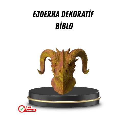 Asil Tasarım Gold–Red Ejderha Heykeli Hediyelik Fantastik Dekor