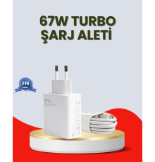 67 Watt Ultra Hızlı Şarj Adaptörü  Redmi 9 10 12C Uyumlu