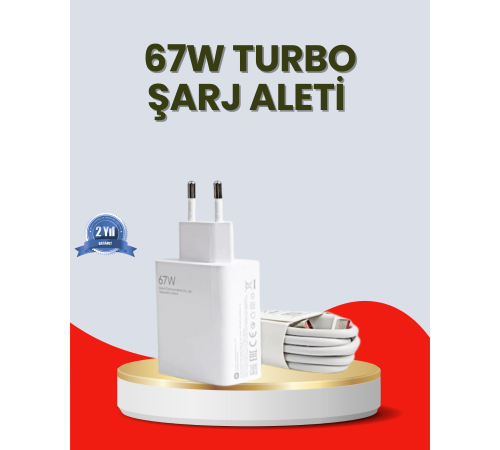 67 Watt Ultra Hızlı Şarj Adaptörü  Redmi 9 10 12C Uyumlu