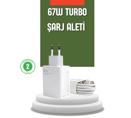 67 Watt Turbo Şarj Cihazı  Redmi Note 10 11 12 Uyumlu