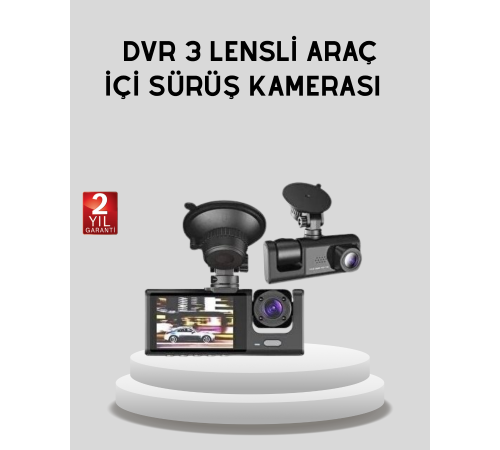Full HD Üç Kameralı Araç Kamerası 170° Geniş Açılı ve Park Destekli