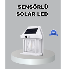 Üç Modlu Güneş Enerjili Duvar Lambası 1800mAh Bataryalı ve Hareket Sensörlü