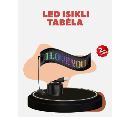 Kayan Yazı Destekli RGB LED Reklam Paneli USB ile Kolay Kurulumlu