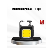 Şarjlı COB LED Anahtarlık Fener – 4 Modlu, Manyetik ve Katlanabilir Standlı