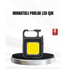 Şarjlı COB LED Anahtarlık Fener – 4 Modlu, Manyetik ve Katlanabilir Standlı