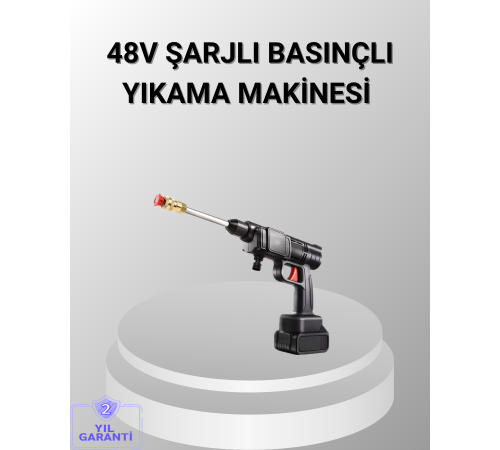 48V Kablosuz Yıkama Makinesi – 2 Pil, Köpük Tankı ve Ayarlanabilir