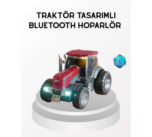 Bluetooth Nostaljik Traktör Hoparlör LED Işıklı 12W Güçlü Ses