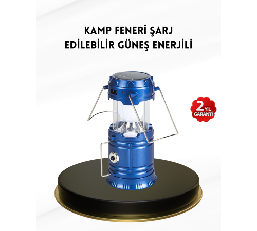 Solar Kamp Lambası Kızak Sistemli Şarjlı Taşınabilir Doğa Yürüyüşü Işığı