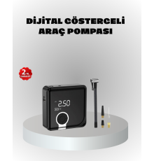 Dijital Ekranlı Şarjlı Hava Kompresörü 150 PSI Güçlü Motorlu