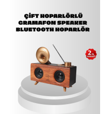 Çift Hoparlörlü Retro Bluetooth Speaker 1800mAh Bataryalı AUX USB SD Kartlı