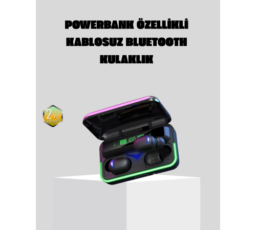 Kablosuz  Kulaklığı Powerbank Şarj Kutulu RGB 5.1