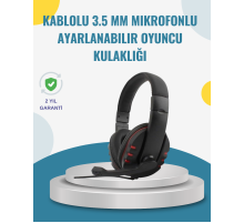 Kırmızı  Kulaklık Stereo Mikrofonlu Dayanıklı Örgü Kablolu
