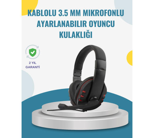Kırmızı  Kulaklık Stereo Mikrofonlu Dayanıklı Örgü Kablolu