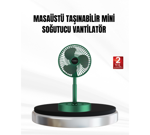 Şarjlı Mini Fan Katlanabilir 3 Hız Ayarlı Taşınabilir Tasarımlı