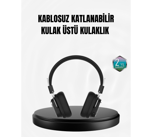 Kablosuz Bluetooth Kulak Üstü Kulaklık Kristal Ses Kalitesi ve Ergonomik Yapı