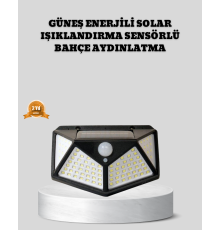 Güneş Enerjili Aydınlatma 100 LED Sensörlü Solar Dış Mekan Lamba