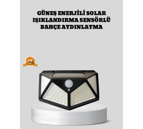 Güneş Enerjili Aydınlatma 100 LED Sensörlü Solar Dış Mekan Lamba