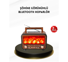 Alev Işığı Efektli Solar Bluetooth Hoparlör Radyo Destekli Taşınabilir Model