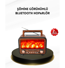 Alev Işığı Efektli Solar Bluetooth Hoparlör Radyo Destekli Taşınabilir Model