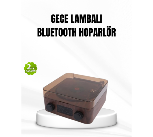 Bluetooth Hoparlörlü Gece Lambası Dijital Saat ve Ambiyans Işığı Çok Amaçlı