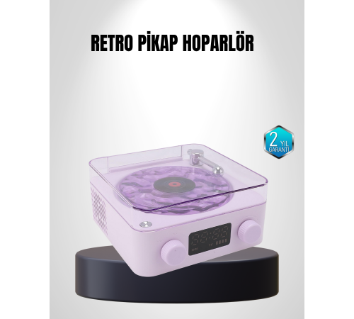 Bluetooth Retro Pikap Hoparlör 360 Derece Ses Projektörlü Gece Lambası Çok Fonksiyonlu