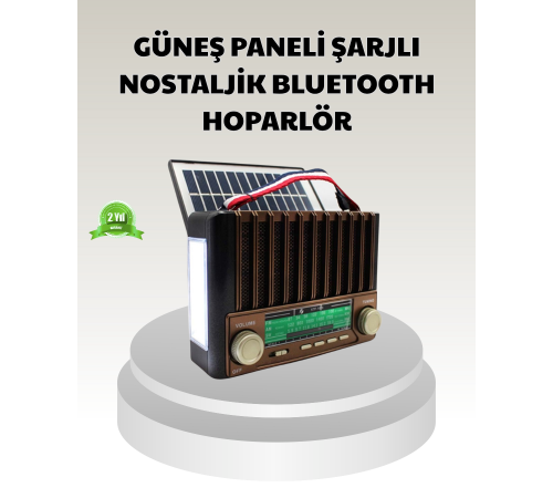 Güneş Enerjili Taşınabilir Hoparlör KTF-1428 Bluetooth Radyo USB SD Kart Destekli