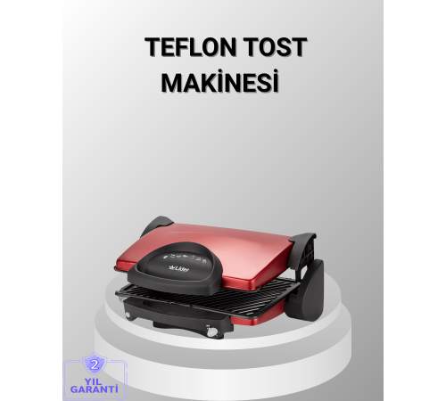 Tost Makinesi Kırmızı Döküm Plaka 6+ Dilim Çok Kapasiteli Izgara