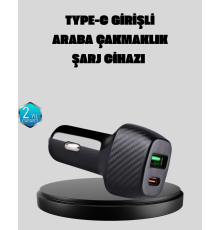 PD Destekli 38W Araç Şarj Başlığı Type-C + USB Çift Çıkış Hızlı Şarj