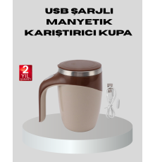 Manyetik Karıştırıcı Kupa USB Şarjlı Otomatik Karıştırma Çift Katmanlı
