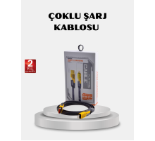 USB-C USB-A 4’ü 1 Arada Örgülü Kablo 65W Hızlı Şarj Metal Uç Dayanıklı