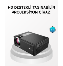 Full HD 1080p Projeksiyon Cihazı Taşınabilir LED Teknolojili ve HDMI Uyumlu