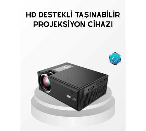 Full HD 1080p Projeksiyon Cihazı Taşınabilir LED Teknolojili ve HDMI Uyumlu