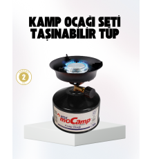 Outdoor Kamp Ocağı Gazlı Taşınabilir Pişirme Seti Üç Ayaklı Denge Aparatlı