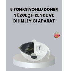 Döner Mekanizmalı 5’i 1 Arada Süzgeçli Rende Sebze Meyve Doğrama Cihazı