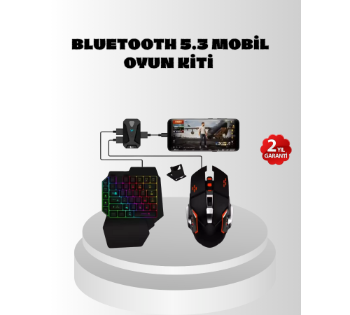 Mobil  Oyun Seti 5in1 X8 Pro Çipset RGB Klavye Mouse Telefon Tutucu