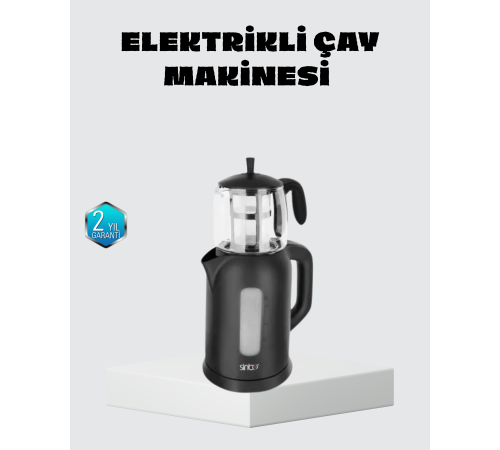 Sinbo Elektrikli Çay Makinesi 1.7 L Su Isıtıcı ve Cam Demlikli Güvenli Kullanım