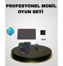 Mobil  Set Klavye + Mouse + Dönüştürücü 5’li Paket Yüksek DPI Bluetooth