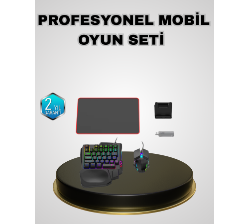 Mobil  Set Klavye + Mouse + Dönüştürücü 5’li Paket Yüksek DPI Bluetooth