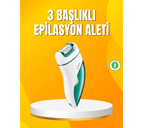 Şarjlı 3’ü 1 Arada VGR Epilatör LED Işıklı Suya Dayanıklı Hassas Bölge Epilasyon Makinesi
