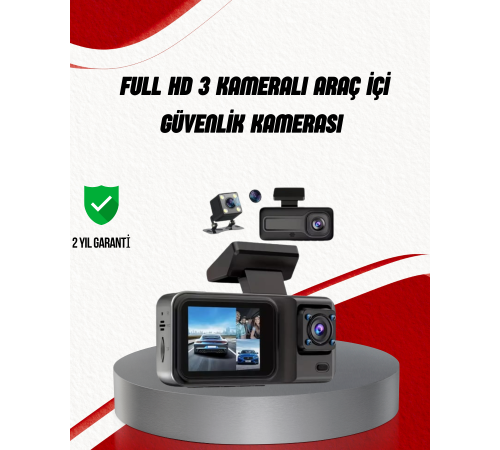 Ön Arka ve İç Kamera DashCam 360° Kapsamlı Full HD Araç Güvenlik Sistemi