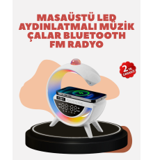 Bluetooth 5.0 Kablosuz Şarj Rampalı FM Radyo ve RGB Işıklı Hoparlör